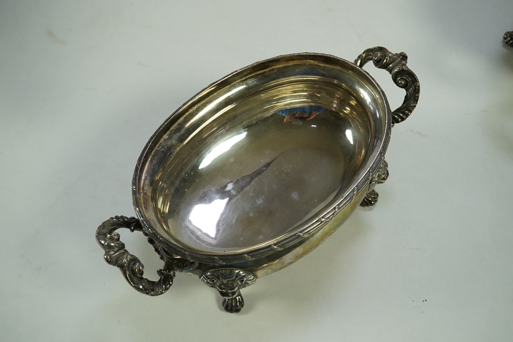 A pair of George III silver two handled oval sauce tureens and covers, by Robert Garrard I